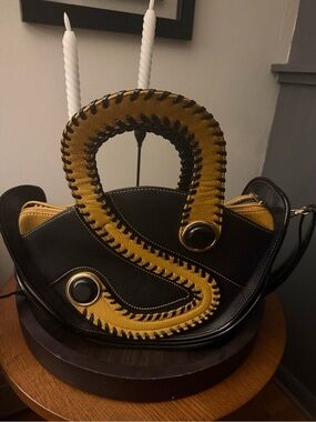 STUNNING Black & Mustard Statement Handbag